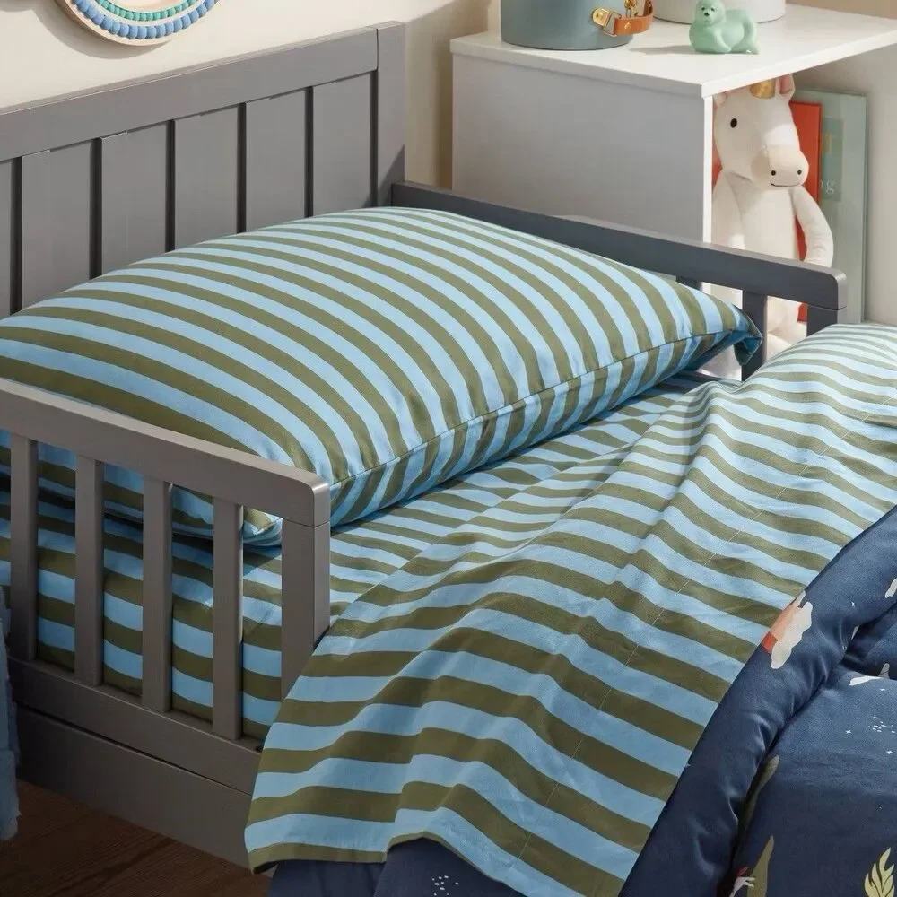 Pillowfort Full Striped Cotton Kids Sheet Set Blue Green New Open Package